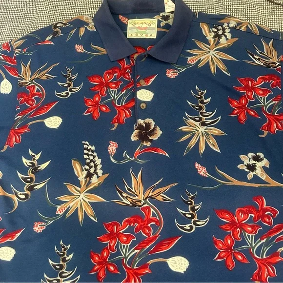 ISLAND FEVER Tropical Floral Polo Shirt Colorful Vibrant Hawaiian Sz XL - Picture 5 of 11